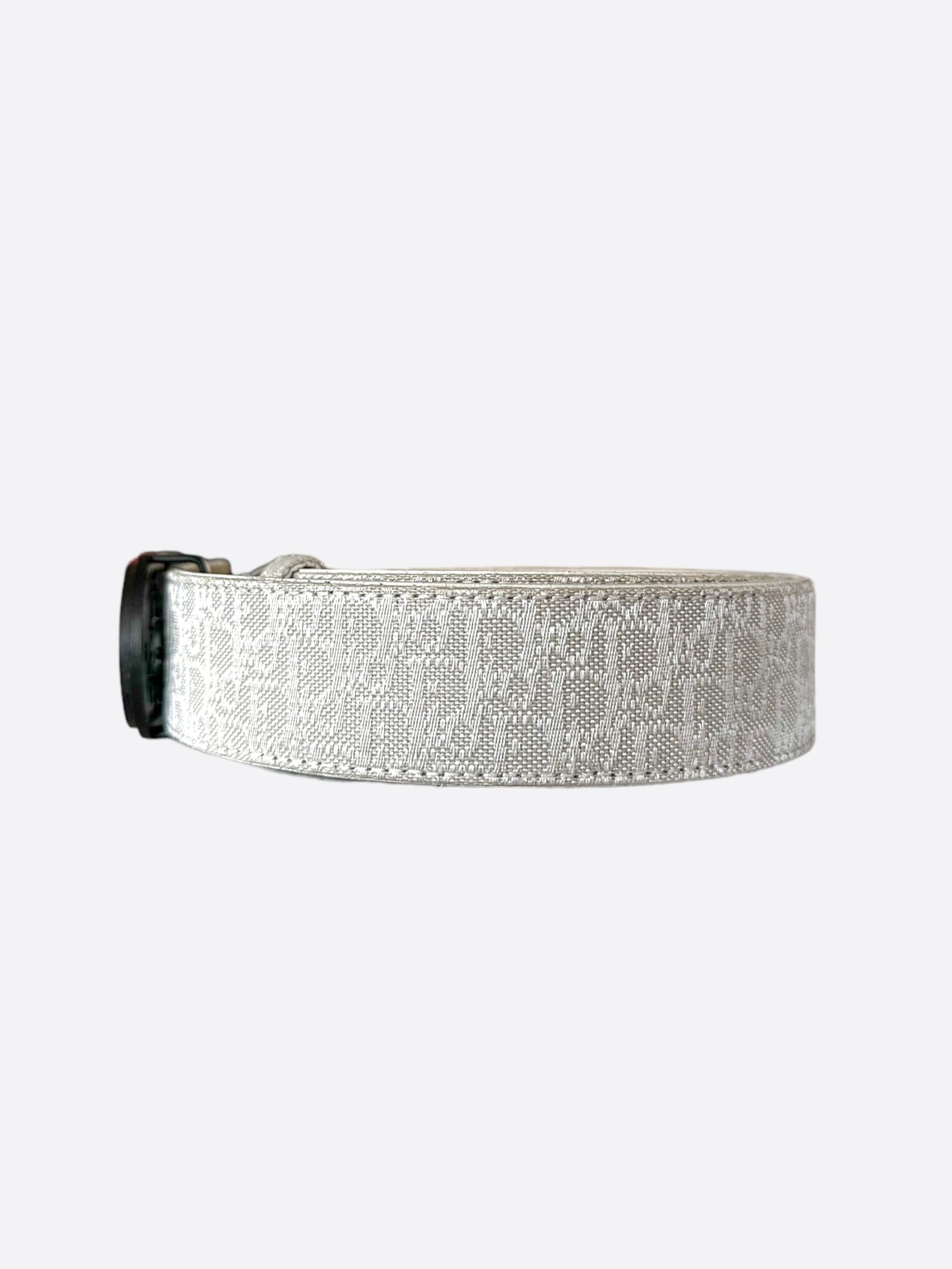 Dior White Oblique Black CD Buckle Belt