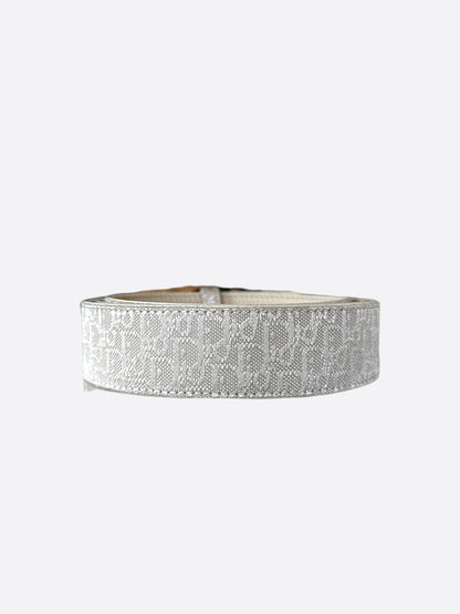 Dior White Oblique Black CD Buckle Belt