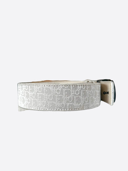 Dior White Oblique Black CD Buckle Belt