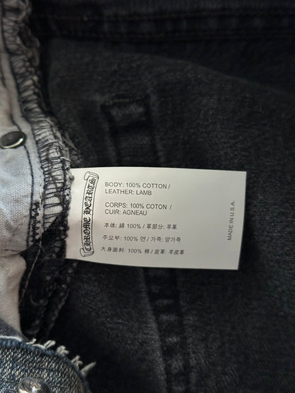 Chrome Hearts Levi's Grey & Neon Green Cross Patch Jeans
