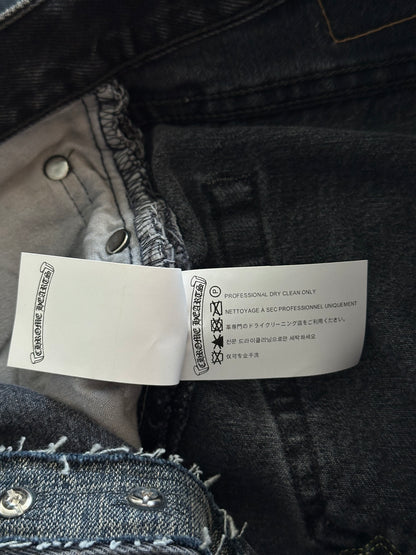 Chrome Hearts Levi's Grey & Neon Green Cross Patch Jeans