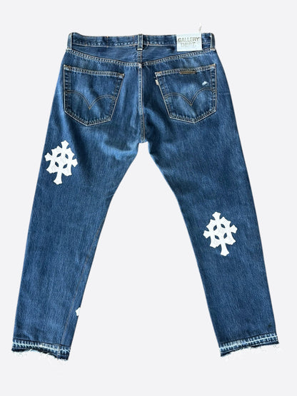 Chrome Hearts Gallery Dept Levi's Blue & White Cross Patch Jeans
