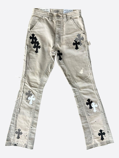 Chrome Hearts Gallery Dept Beige & Mixed Cross Patch Carpenter Pants