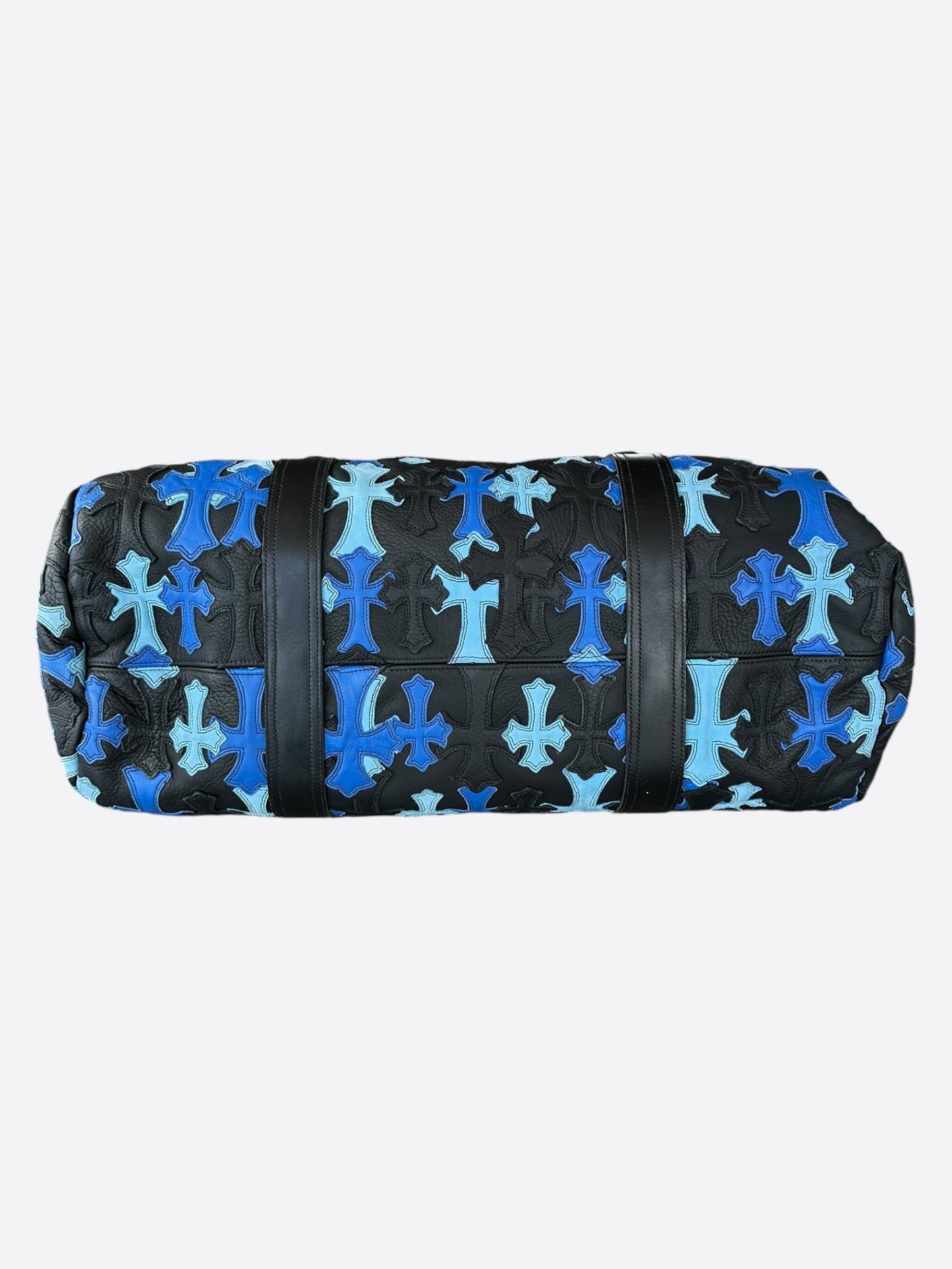 Chrome Hearts Black & Blue Leather Cross Patch Duffel Bag
