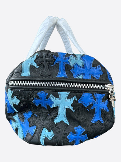 Chrome Hearts Black & Blue Leather Cross Patch Duffel Bag