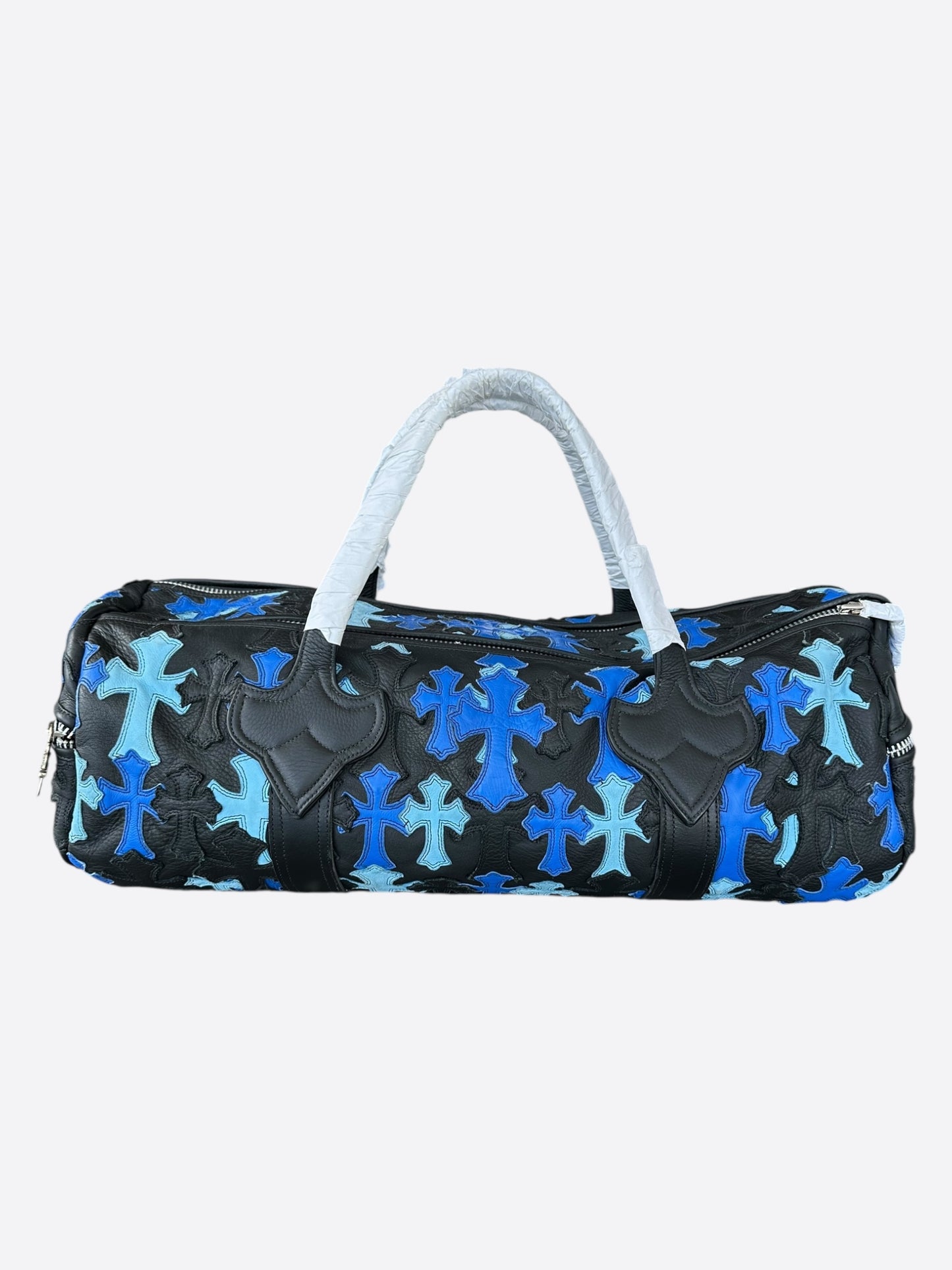 Chrome Hearts Black & Blue Leather Cross Patch Duffel Bag