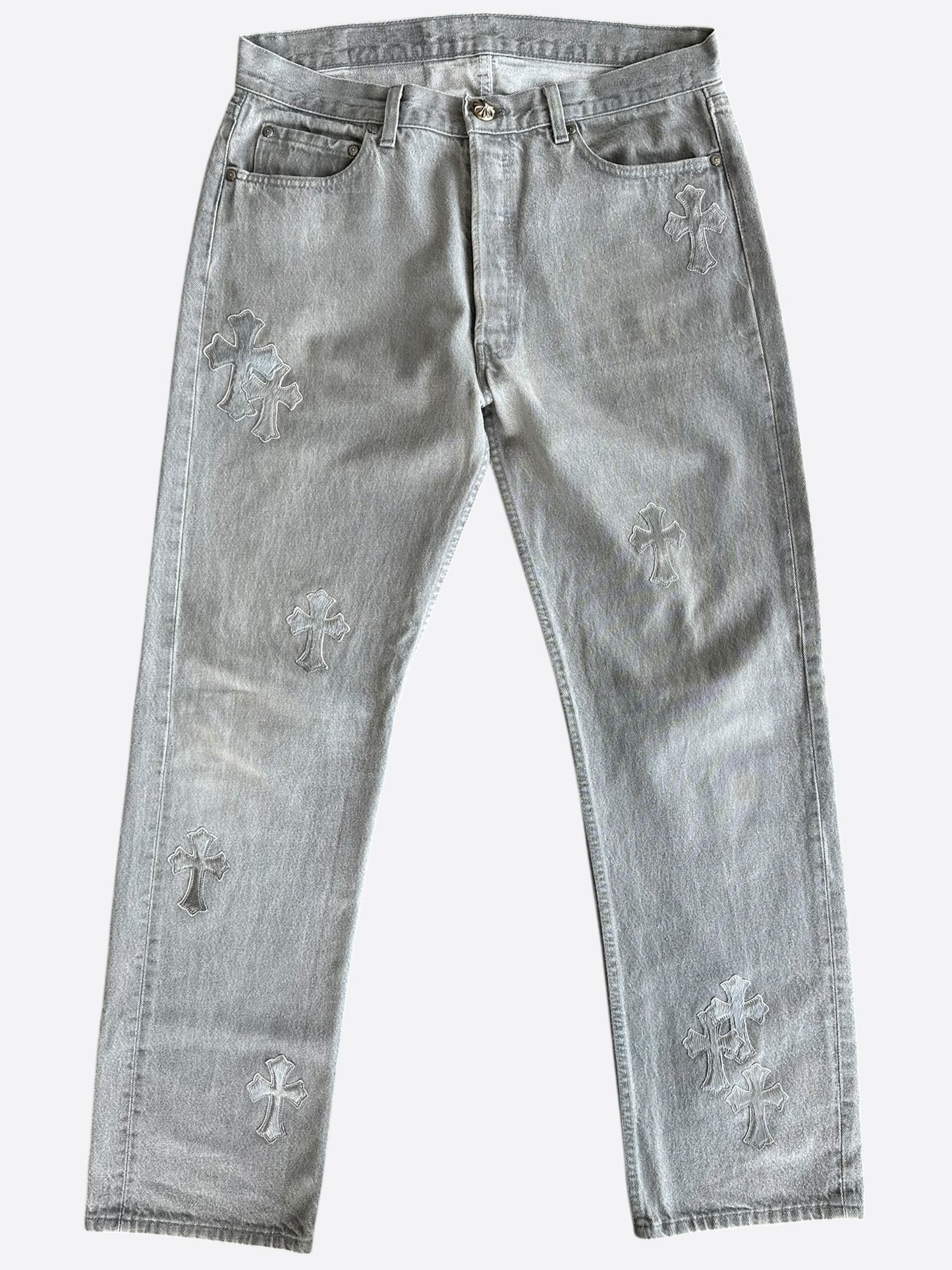 Chrome Hearts Levi's Grey & Silver Patch Jeans