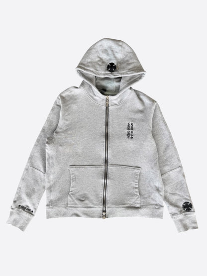 Chrome Hearts Grey & Black Plus Cross Patch Zip Up Hoodie