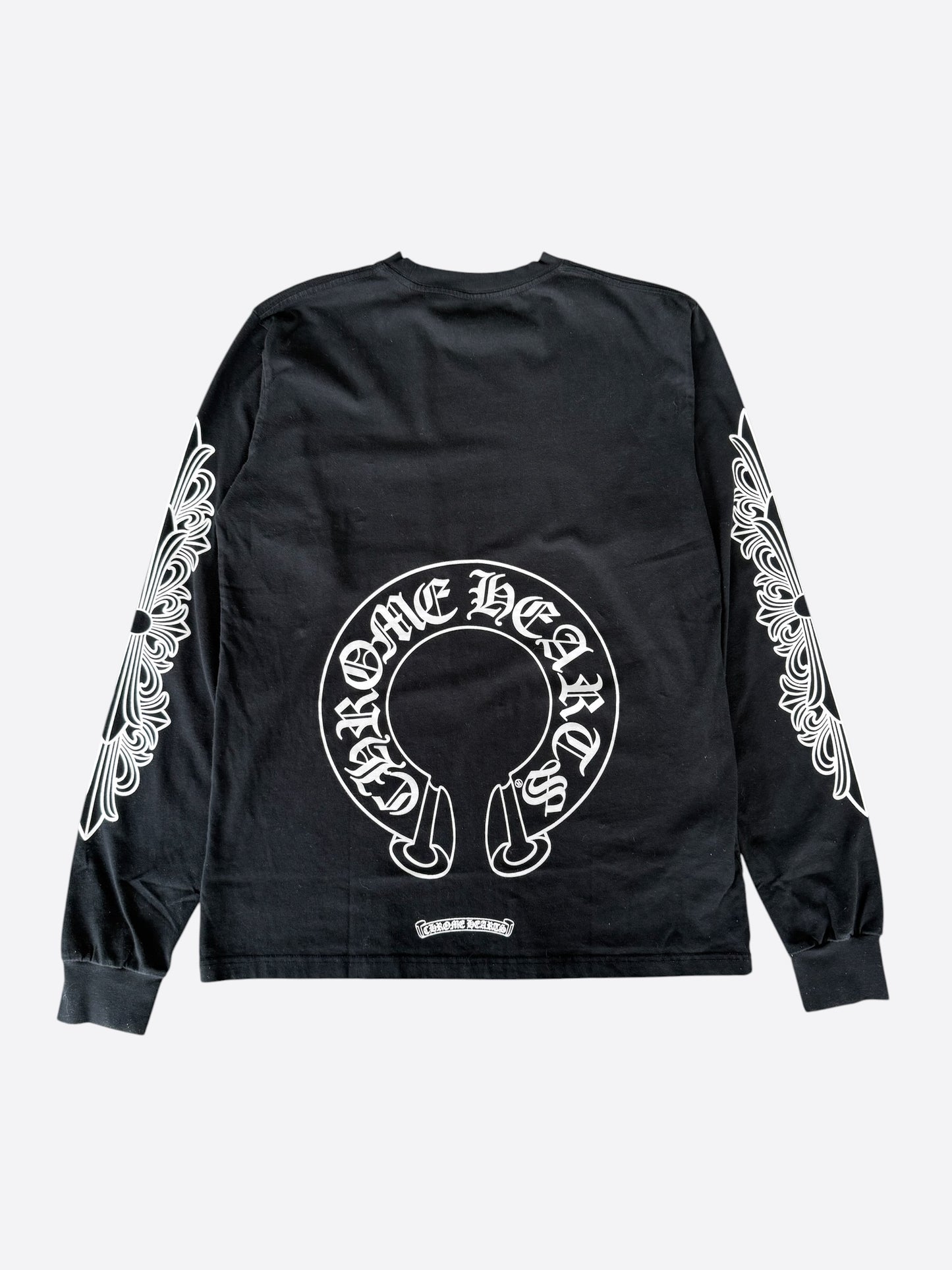 Chrome Hearts Black & White Horseshoe Logo Longsleeve T-Shirt