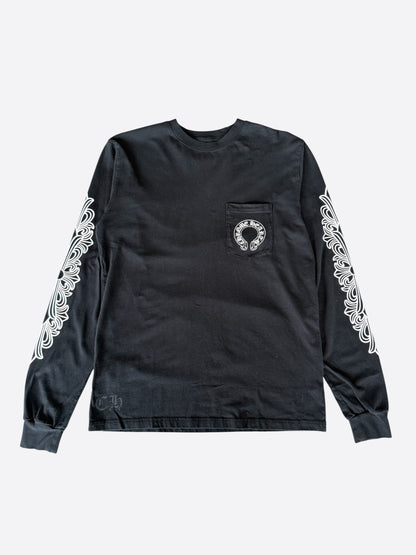 Chrome Hearts Black & White Horseshoe Logo Longsleeve T-Shirt