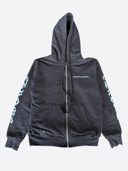 Chrome Hearts Black & Blue Script Logo Zip Up Thermal Hoodie