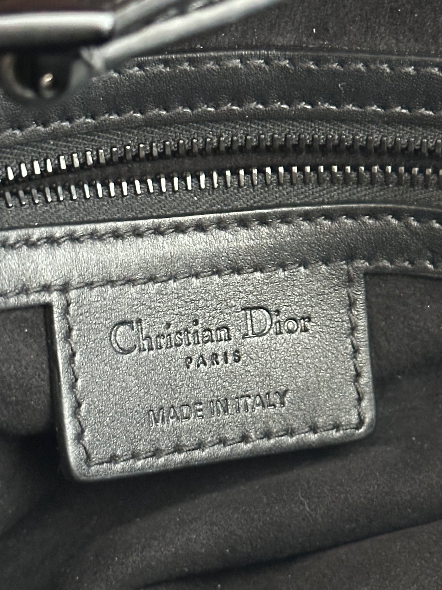 Dior Black Embossed Oblique Saddle Bag