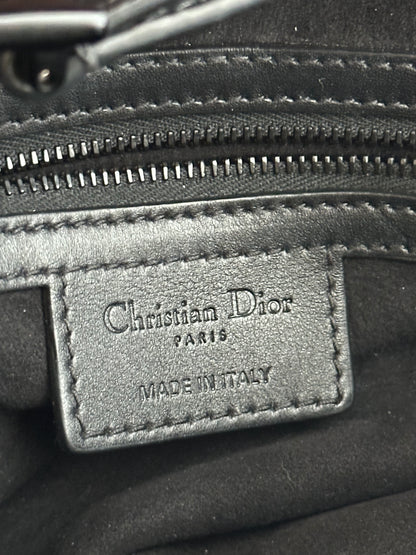 Dior Black Embossed Oblique Saddle Bag