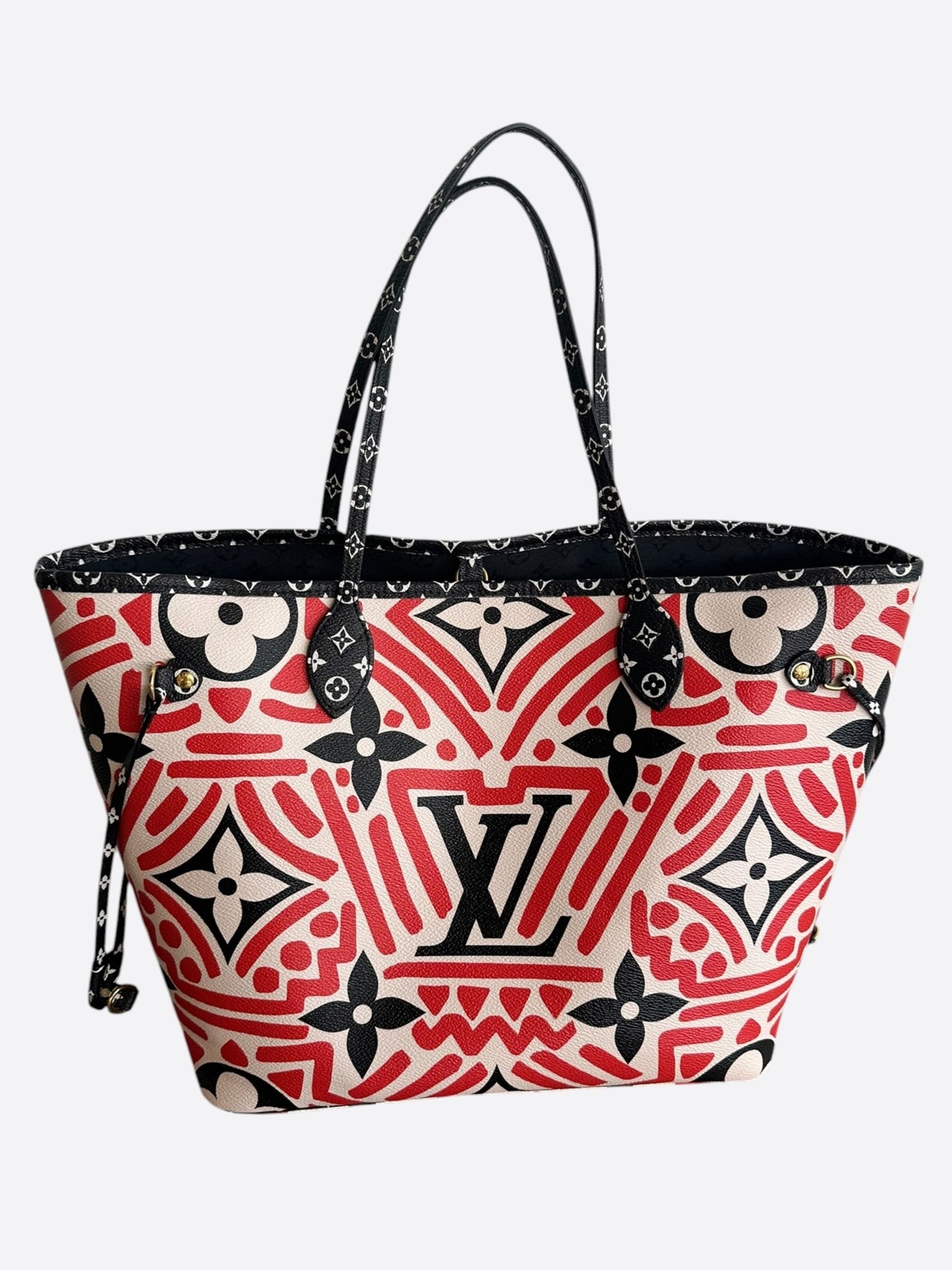 Louis Vuitton Cream & Red Crafty Monogram Neverfull MM