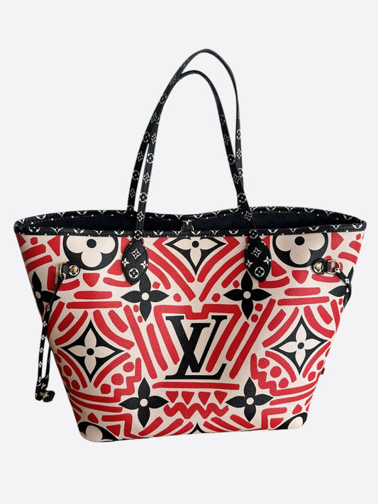 Louis Vuitton Cream & Red Crafty Monogram Neverfull MM