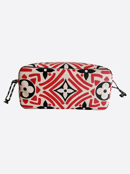 Louis Vuitton Cream & Red Crafty Monogram Neverfull MM