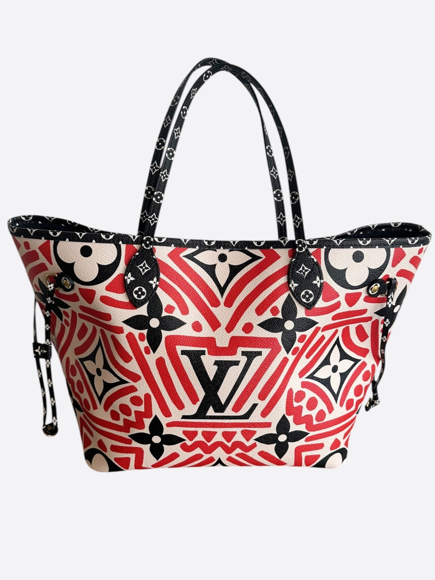 Louis Vuitton Cream & Red Crafty Monogram Neverfull MM