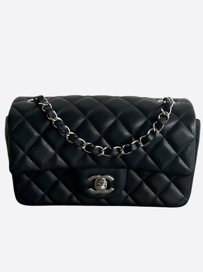 Chanel Black Lambskin Quilted Mini Rectangular Flap Bag