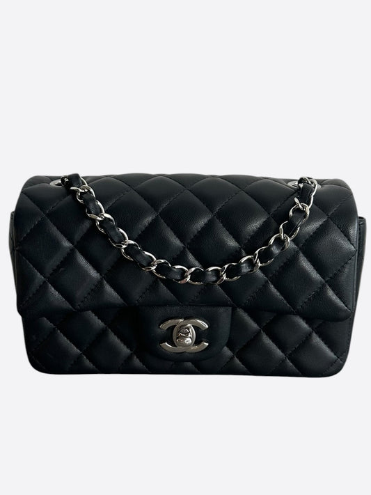 Chanel Black Lambskin Quilted Mini Rectangular Flap Bag