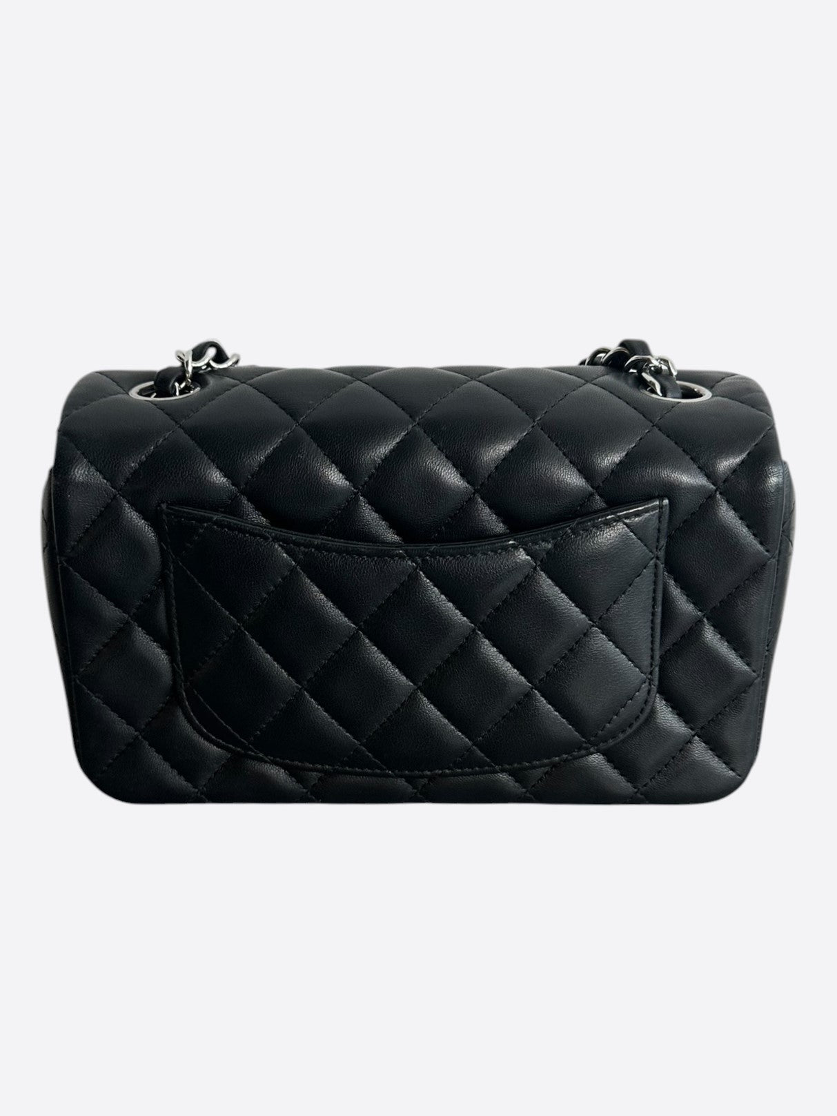 Chanel Black Lambskin Quilted Mini Rectangular Flap Bag