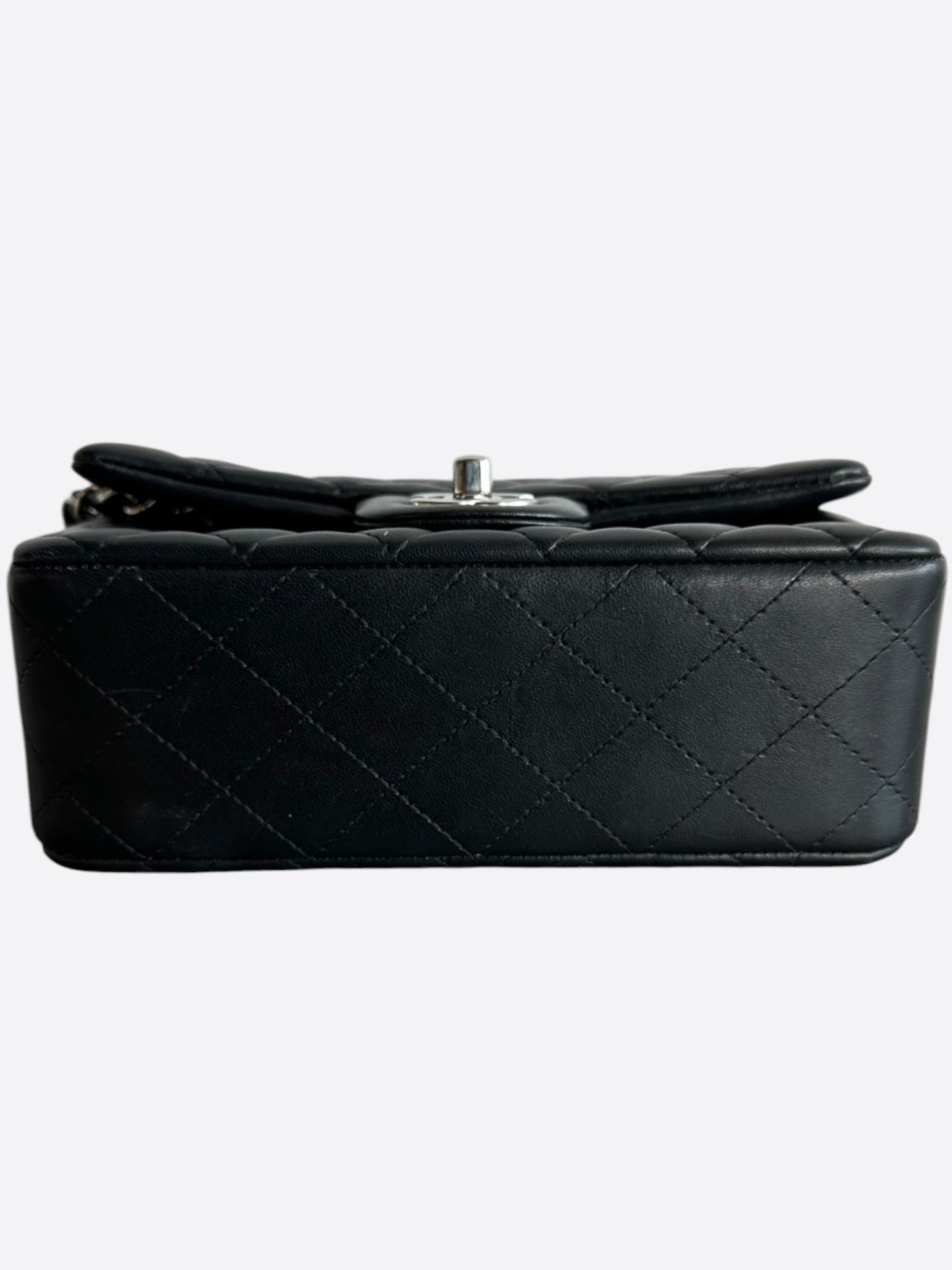 Chanel Black Lambskin Quilted Mini Rectangular Flap Bag