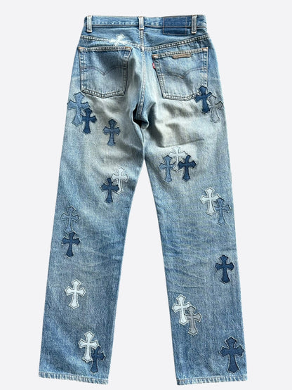 Chrome Hearts Levis Blue Denim Cross Patch Jeans