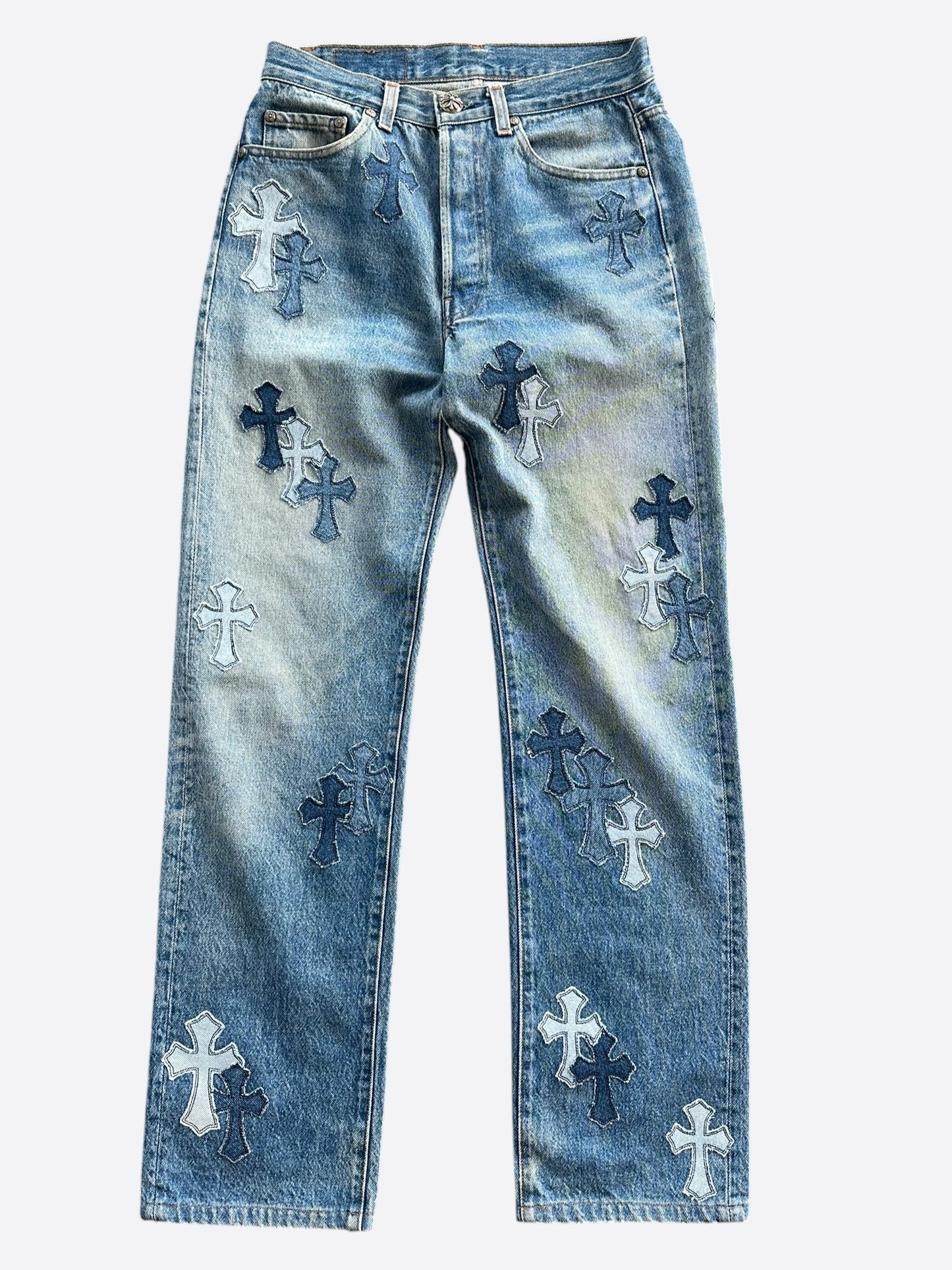 Chrome Hearts Levis Blue Denim Cross Patch Jeans