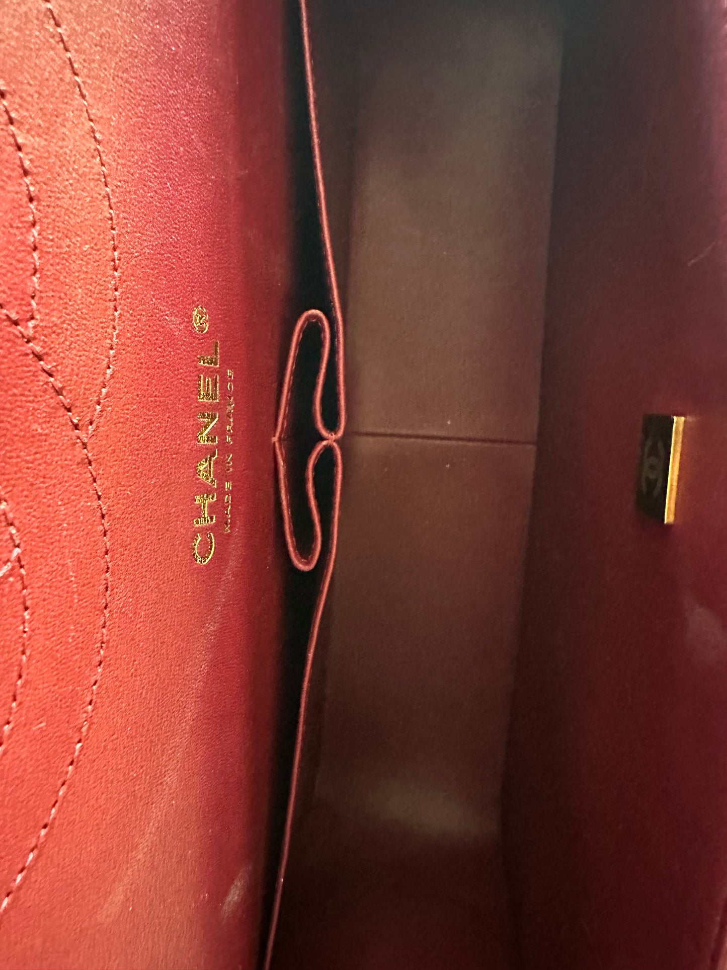 Chanel Red Quilted Caviar Jumbo Double Flap Bag