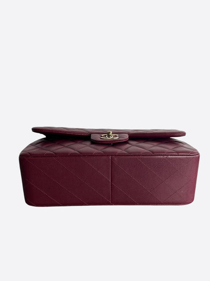 Chanel Red Quilted Caviar Jumbo Double Flap Bag