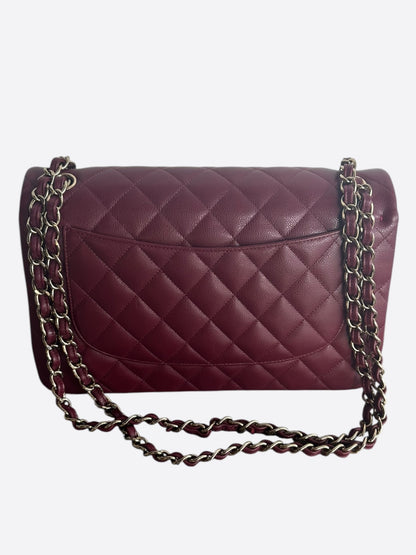 Chanel Red Quilted Caviar Jumbo Double Flap Bag