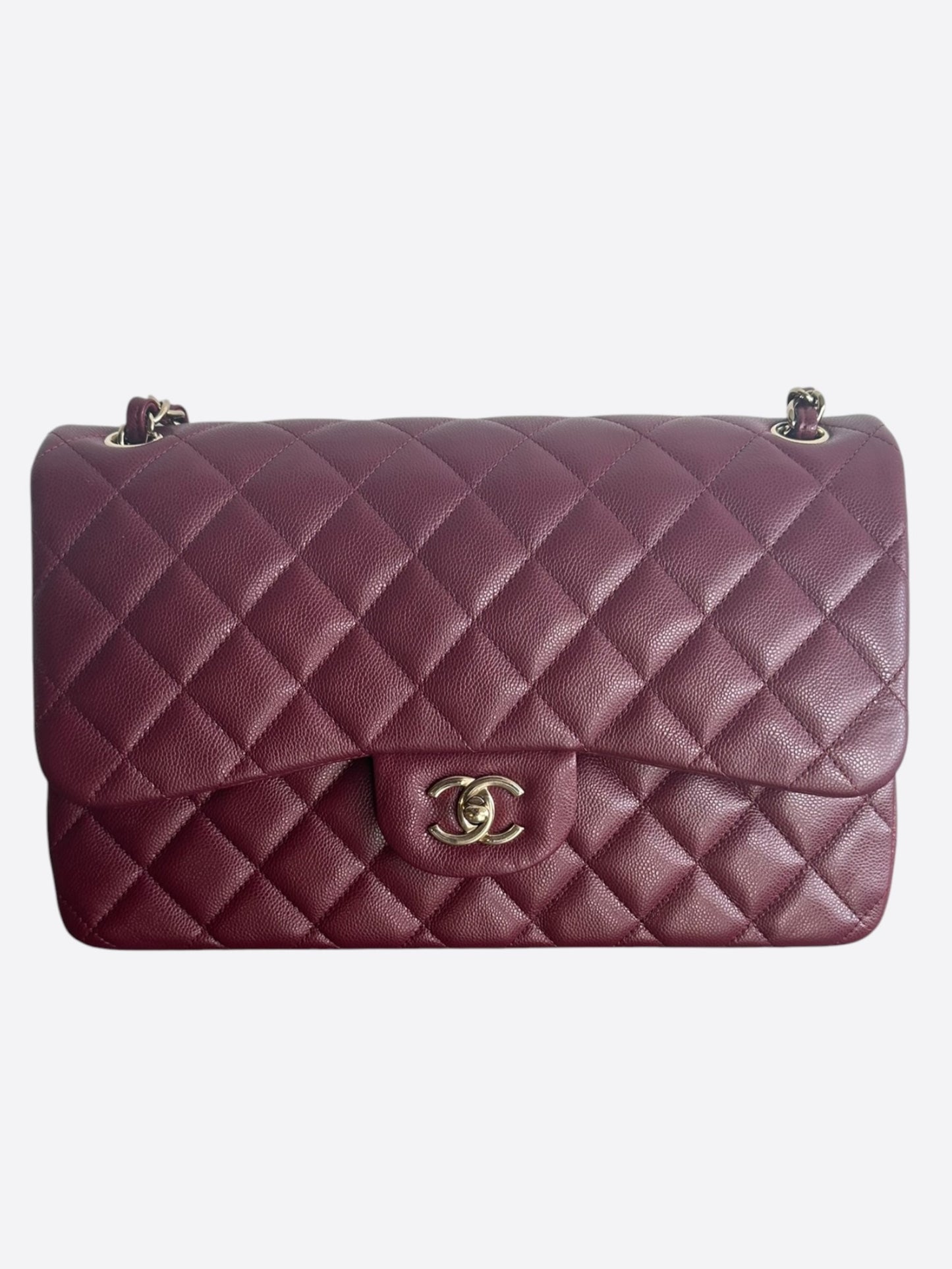 Chanel Red Quilted Caviar Jumbo Double Flap Bag