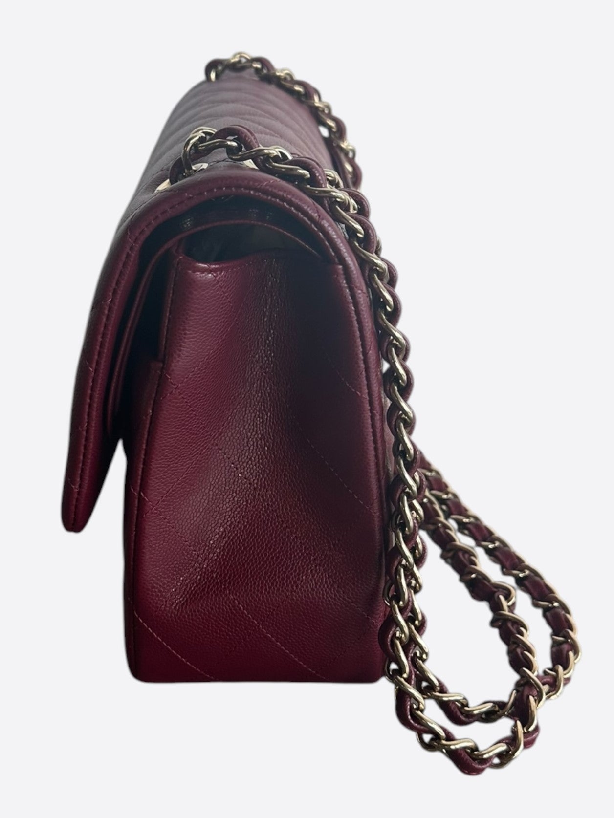 Chanel Red Quilted Caviar Jumbo Double Flap Bag