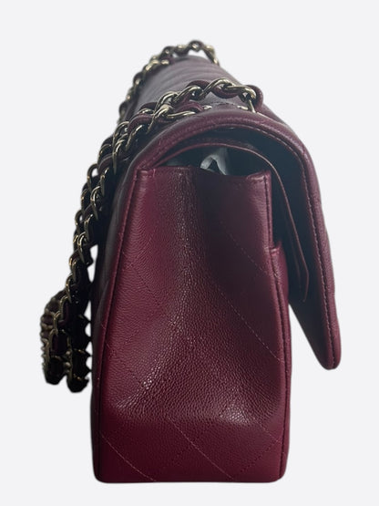 Chanel Red Quilted Caviar Jumbo Double Flap Bag