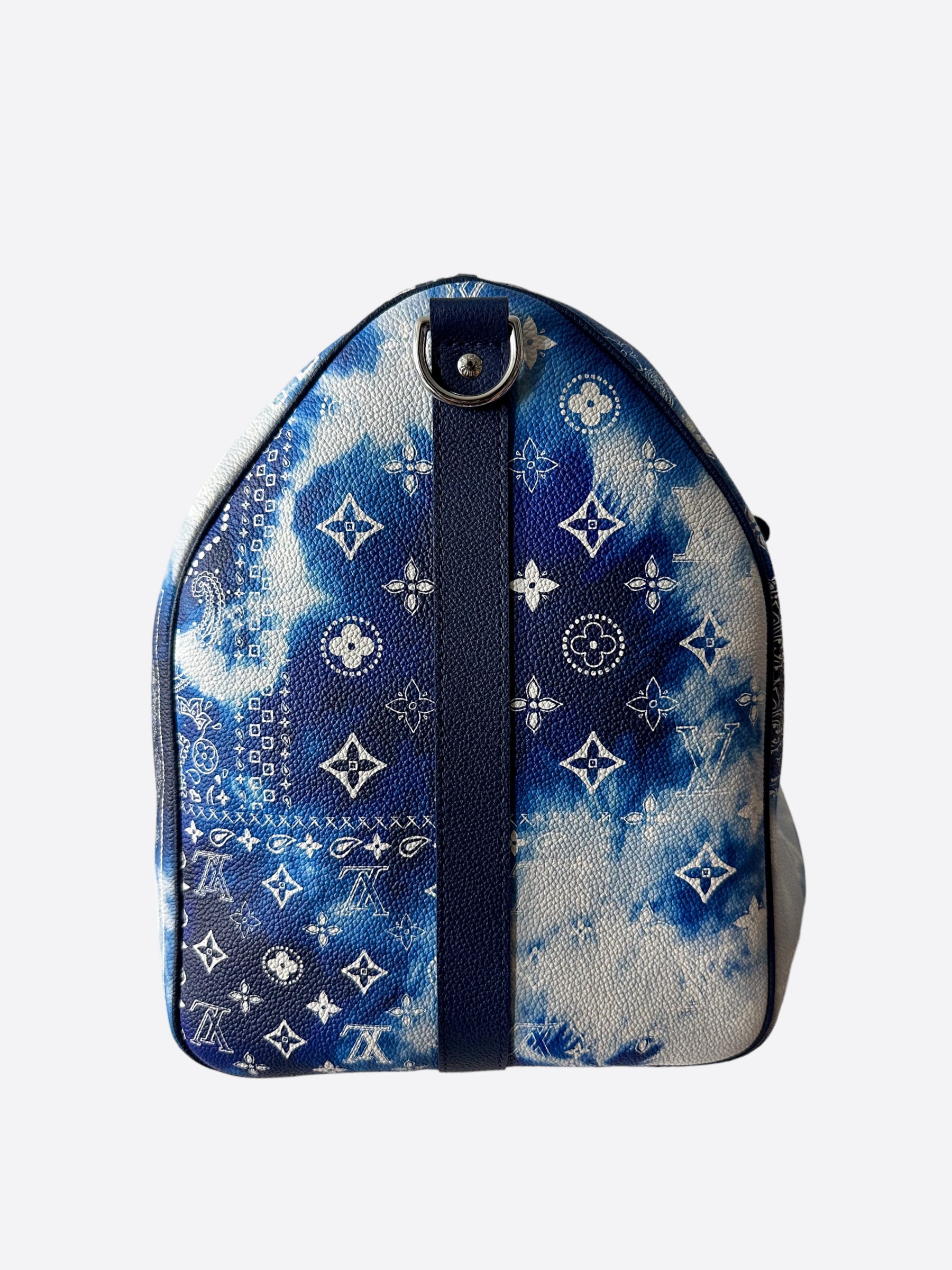 Louis Vuitton Mini Keepall Monogram Bandana Bleached Blue in Leather with  Silver-tone - US