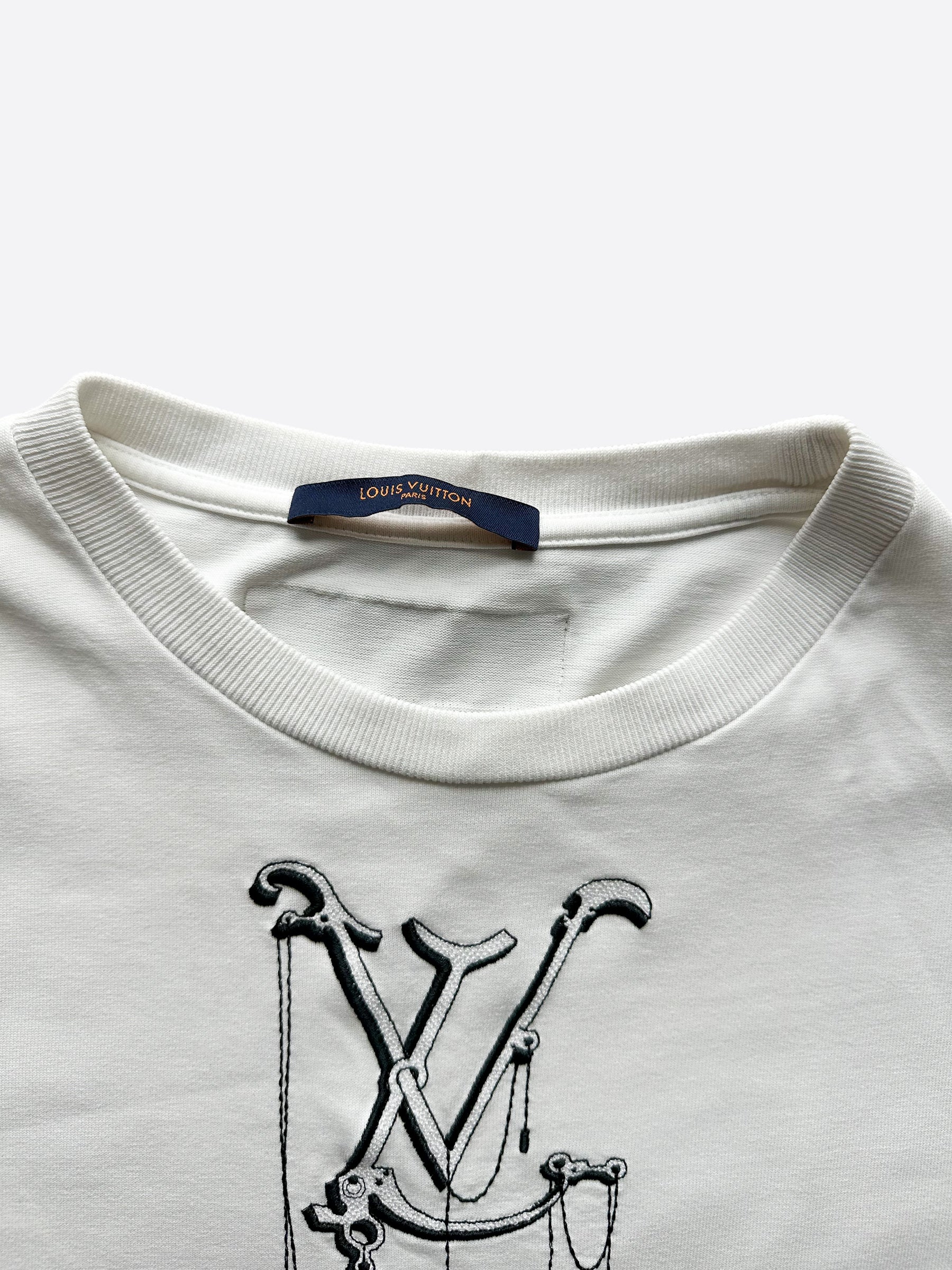  Louis Vuitton Embroidered Logo Applique, Black Heart