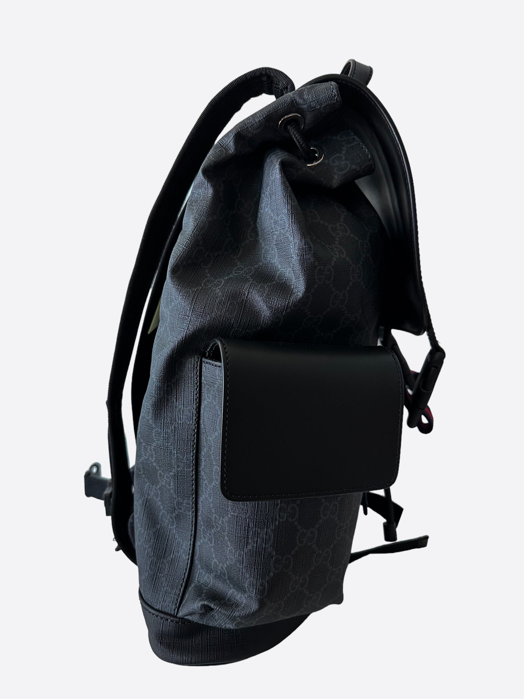 black leather supreme backpack Gucci Black Supreme GG Monogram Backpack – Savonches