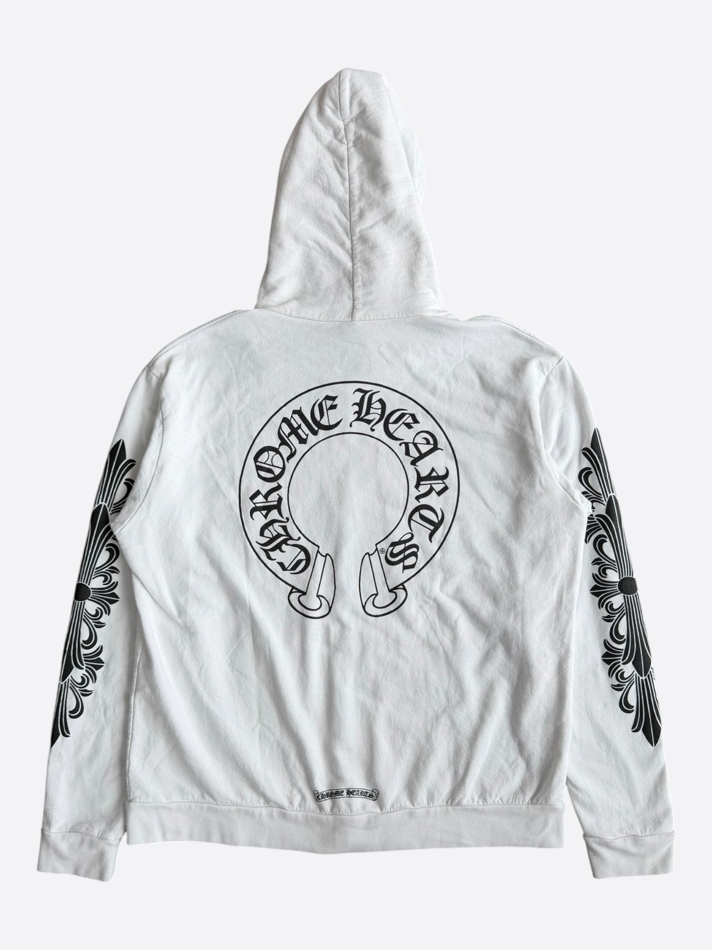 Chrome Hearts White & Black Horseshoe Logo Zip Up Hoodie
