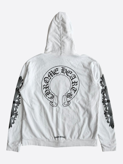 Chrome Hearts White & Black Horseshoe Logo Zip Up Hoodie