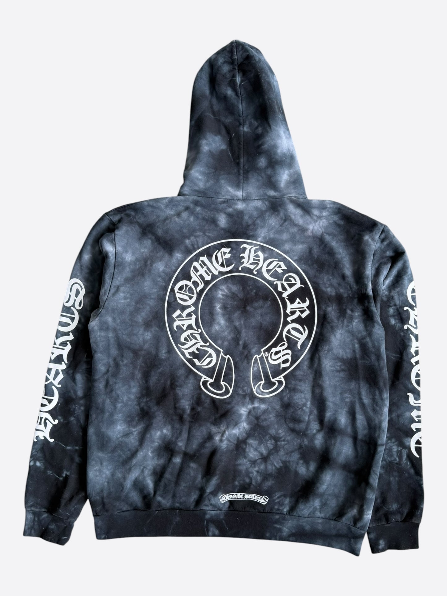 Chrome Hearts Black & White Tie-Dye Horseshoe Logo Hoodie