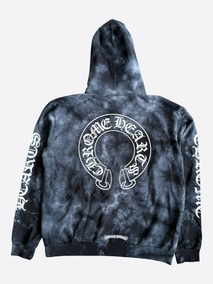 Chrome Hearts Black & White Tie-Dye Horseshoe Logo Hoodie