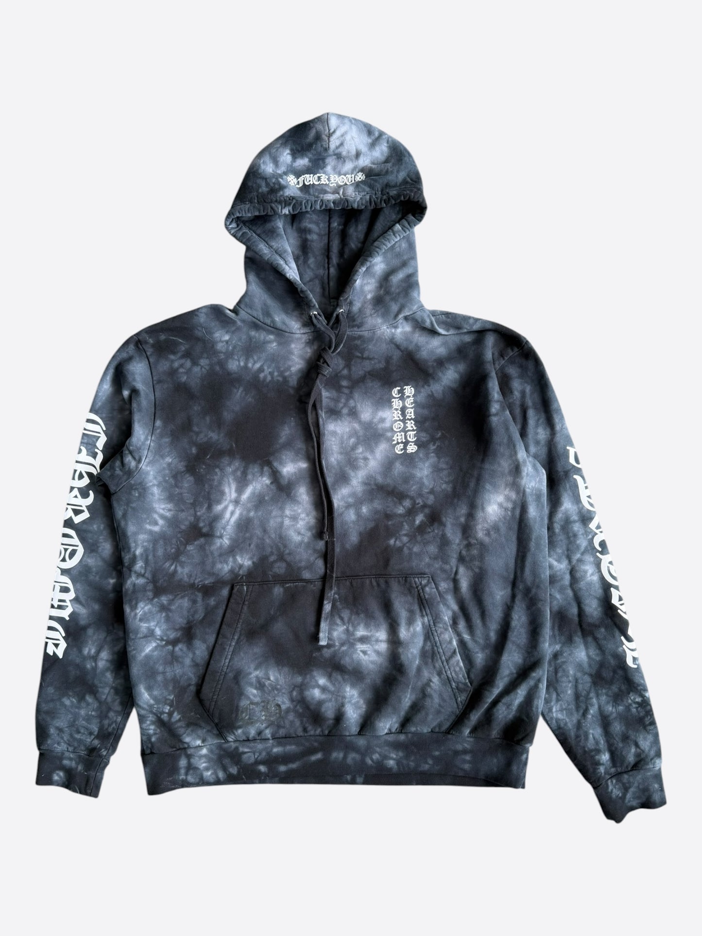 Chrome Hearts Black & White Tie-Dye Horseshoe Logo Hoodie