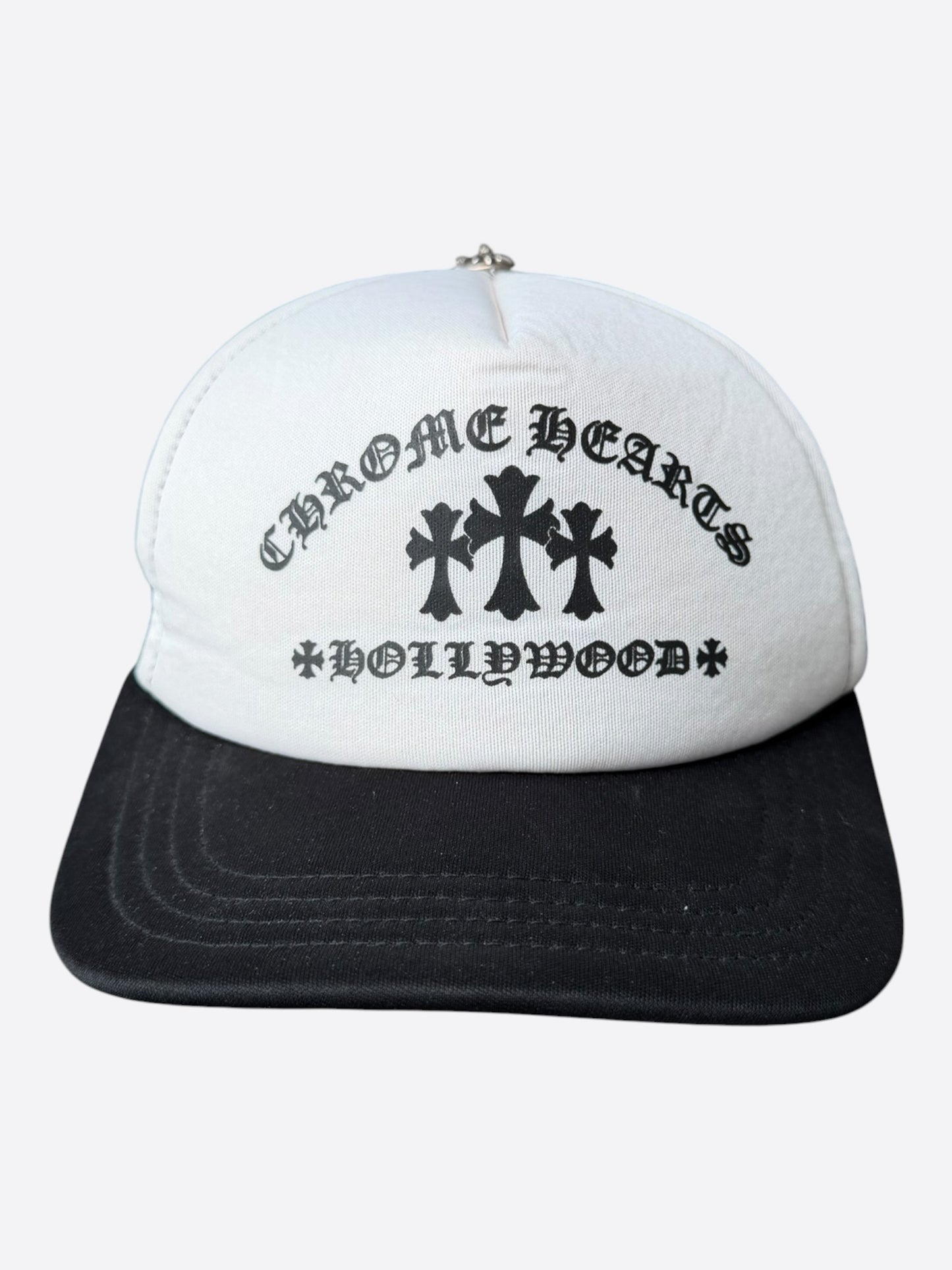 Chrome Hearts Black & White Triple Cross Trucker Hat