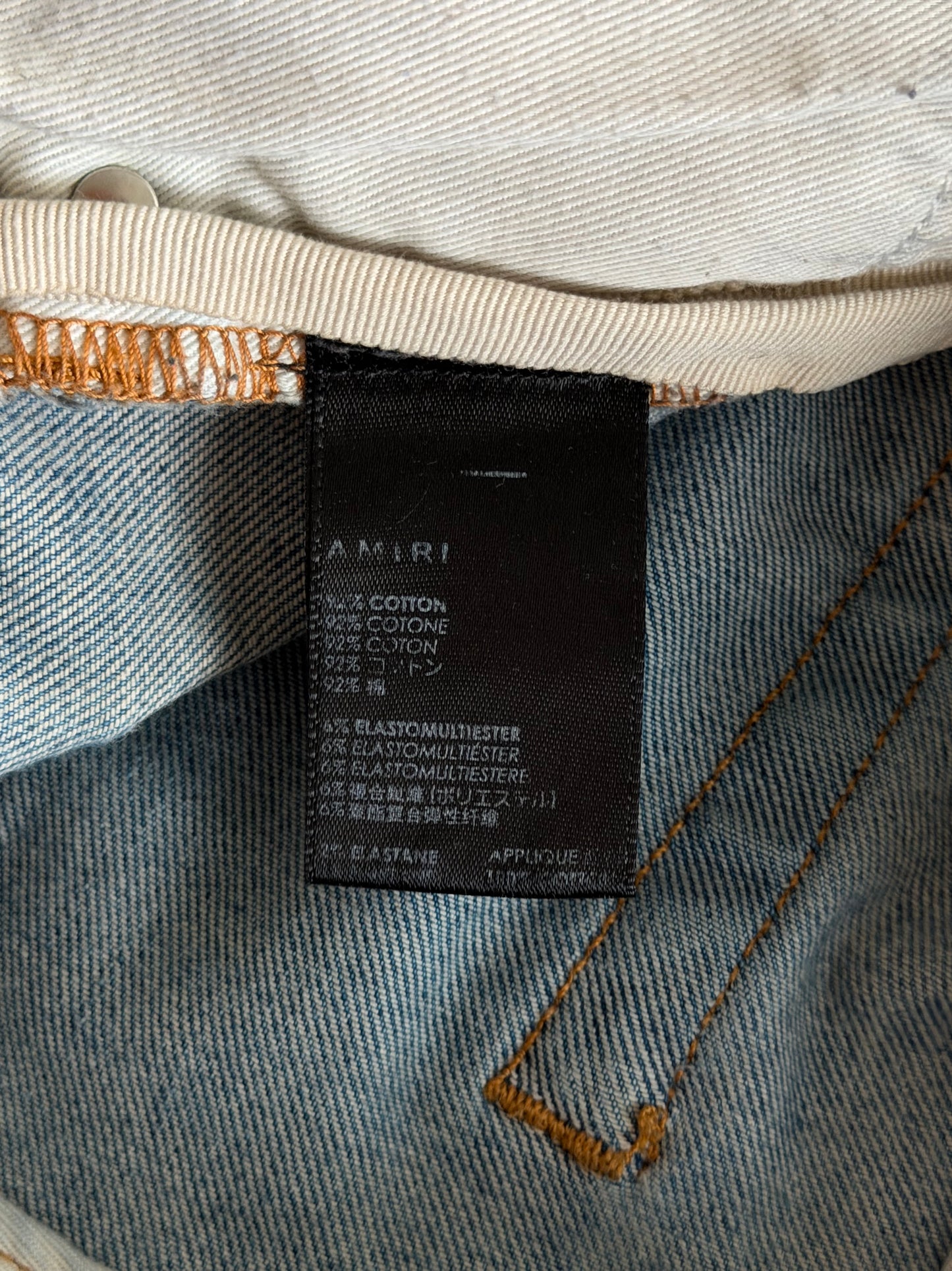 Amiri Clay Indigo & Black Bandana Patch MX1 Jeans