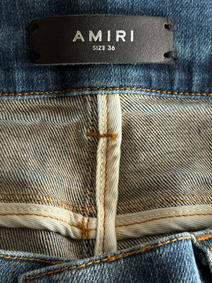 Amiri Deep Indigo & Red Bandana Patch MX1 Jeans