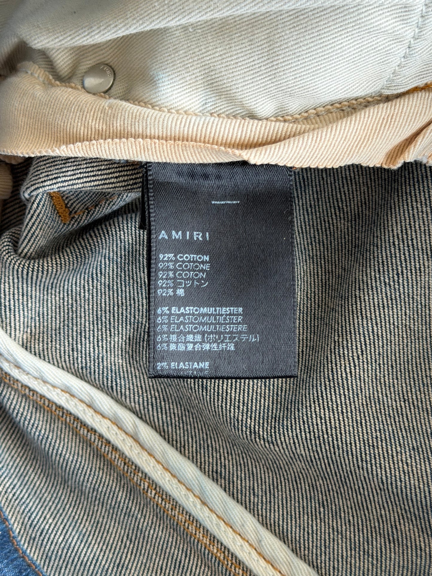 Amiri Deep Indigo & Red Bandana Patch MX1 Jeans