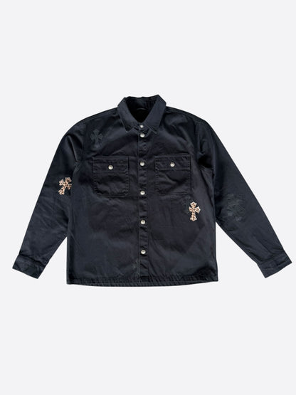 Chrome Hearts Black & Cheetah Cross Patch Work Dog Jacket