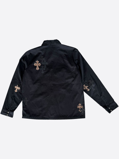 Chrome Hearts Black & Cheetah Cross Patch Work Dog Jacket