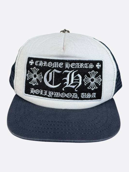 Chrome Hearts Navy & White Hollywood Trucker Hat