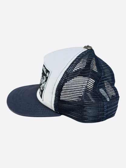 Chrome Hearts Navy & White Hollywood Trucker Hat