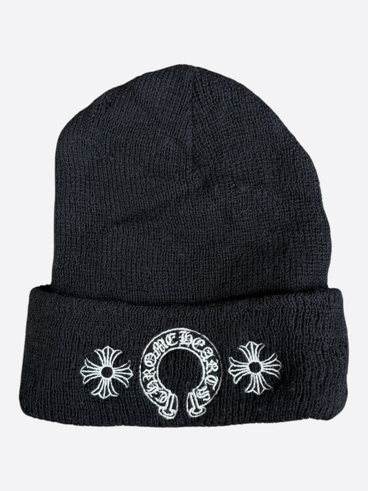 Chrome Hearts Black & White Horseshoe Logo Beanie